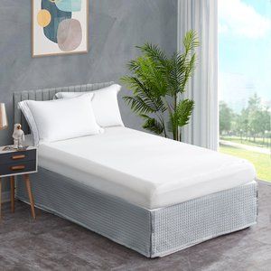 Silver Grey Square Quilted Bed Skirt